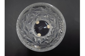 フランス　 LALIQUE(ラリック)　ローズマリー・バジル　繊細な植物の陰影が美しいキャンドルフォルダー2点セット　外箱付き　(R-084982)
