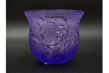 フランス　 LALIQUE(ラリック)　ローズマリー・バジル　繊細な植物の陰影が美しいキャンドルフォルダー2点セット　外箱付き　(R-084982)