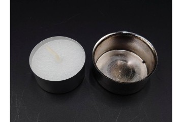 フランス　 LALIQUE(ラリック)　ローズマリー・バジル　繊細な植物の陰影が美しいキャンドルフォルダー2点セット　外箱付き　(R-084982)