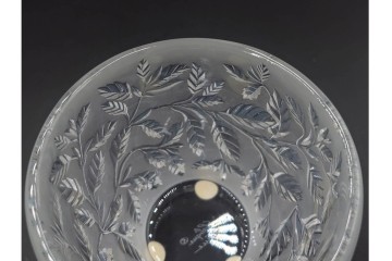 フランス　 LALIQUE(ラリック)　ローズマリー・バジル　繊細な植物の陰影が美しいキャンドルフォルダー2点セット　外箱付き　(R-084982)