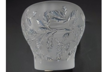 フランス　 LALIQUE(ラリック)　ローズマリー・バジル　繊細な植物の陰影が美しいキャンドルフォルダー2点セット　外箱付き　(R-084982)