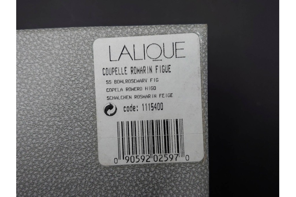 フランス　 LALIQUE(ラリック)　ローズマリー・バジル　繊細な植物の陰影が美しいキャンドルフォルダー2点セット　外箱付き　(R-084982)