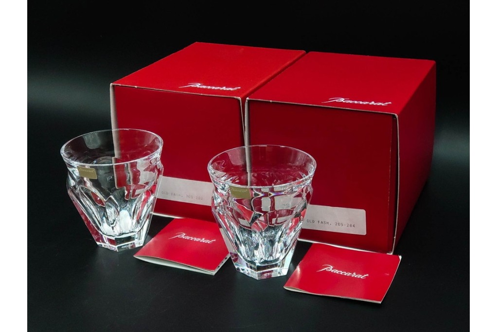 フランス　Baccarat(バカラ)　タリランド オールドファッション　L(ラージ)サイズ　輝きが際立つタンブラー2点セット　外箱付き　定価(2点合計)約6万円　(R-084983)