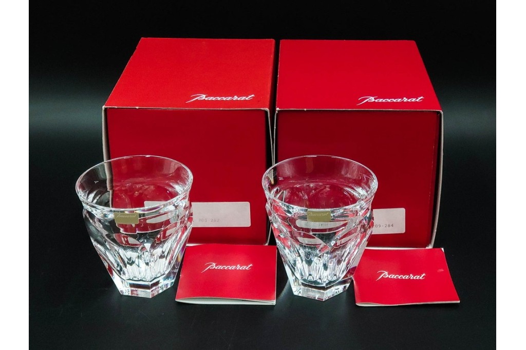 フランス　Baccarat(バカラ)　タリランド オールドファッション　L(ラージ)サイズ　輝きが際立つタンブラー2点セット　外箱付き　定価(2点合計)約6万円　(R-084983)