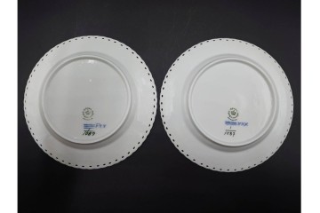 デンマーク製　ROYAL COPENHAGEN(ロイヤルコペンハーゲン)　ブルーフルーテッド フルレース　直径約17cm　プレート2枚セット　スクラッチありB級品　(R-084986)