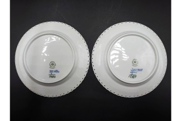 デンマーク製　ROYAL COPENHAGEN(ロイヤルコペンハーゲン)　ブルーフルーテッド フルレース　直径約17cm　プレート2枚セット　スクラッチありB級品　(R-084987)