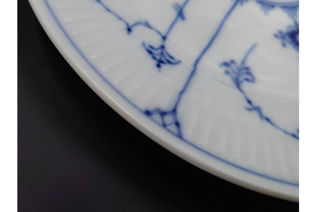 デンマーク製　ROYAL COPENHAGEN(ロイヤルコペンハーゲン)　ブルーフルーテッド 　プレイン　直径約19cm　プレート3枚セット　定価(3枚合計)約5万円　(R-084989)