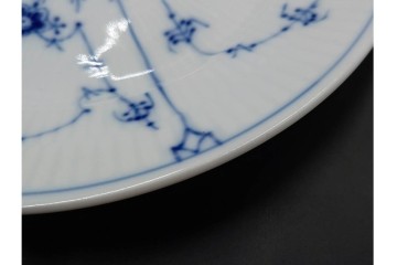 デンマーク製　ROYAL COPENHAGEN(ロイヤルコペンハーゲン)　ブルーフルーテッド 　プレイン　直径約19cm　プレート3枚セット　定価(3枚合計)約5万円　(R-084989)
