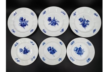 デンマーク製　ROYAL COPENHAGEN(ロイヤルコペンハーゲン)　ブルーフラワー アンギュラー　上品なプレート6枚セット　スクラッチありB級品　(R-084990)