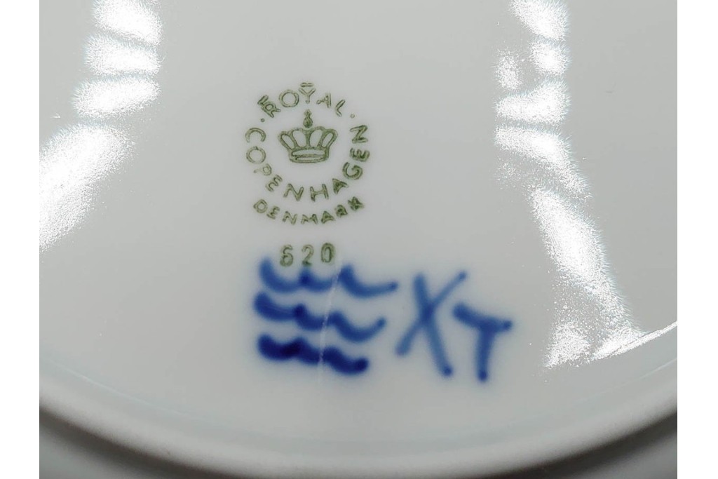 デンマーク製　ROYAL COPENHAGEN(ロイヤルコペンハーゲン)　ブルーフラワー プレイン　直径約19cm　プレート6枚セット　スクラッチありB級品　(R-084991)