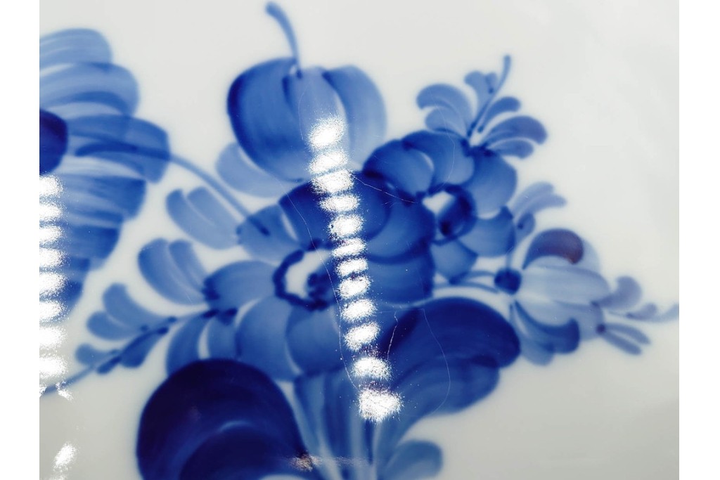 デンマーク製　ROYAL COPENHAGEN(ロイヤルコペンハーゲン)　ブルーフラワー プレイン　直径約28cm　プレート3枚セット　スクラッチありB級品　(R-084992)