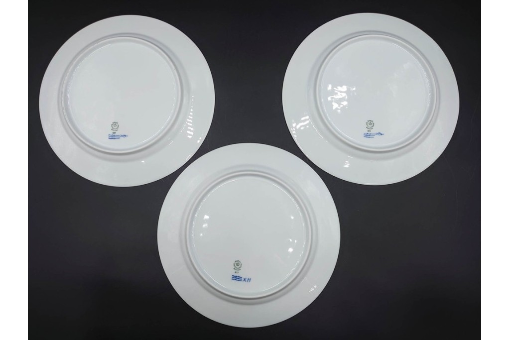 デンマーク製　ROYAL COPENHAGEN(ロイヤルコペンハーゲン)　ブルーフラワー プレイン　直径約28cm　プレート3枚セット　スクラッチありB級品　(R-084995)