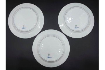 デンマーク製　ROYAL COPENHAGEN(ロイヤルコペンハーゲン)　ブルーフラワー プレイン　直径約28cm　プレート3枚セット　スクラッチありB級品　(R-084995)