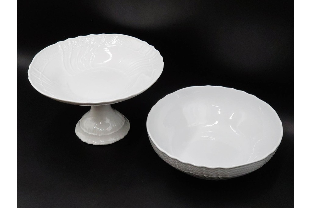 イタリア　Richard Ginori(リチャードジノリ)　ベッキオホワイト　白磁の柔らかな陰影が食卓に気品を添えるコンポート&サラダボウルセット　(R-084996)