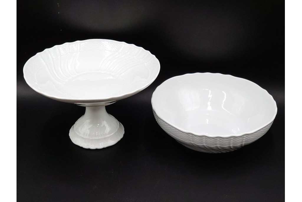 イタリア　Richard Ginori(リチャードジノリ)　ベッキオホワイト　白磁の柔らかな陰影が食卓に気品を添えるコンポート&サラダボウルセット　(R-084996)