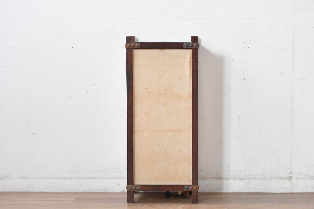 和製ヴィンテージ　民芸城山　鉄鋲がアクセントの行燈　(R-084999)