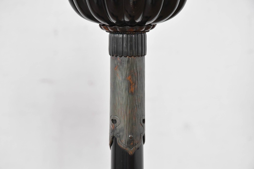 和製アンティーク　美品　上手物‼　銅金具　漆塗り仕上げの菊灯2点セット　(R-085004)