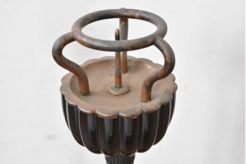 和製アンティーク　美品　上手物‼　銅金具　漆塗り仕上げの菊灯2点セット　(R-085004)