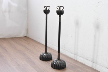 和製アンティーク　美品　上手物‼　銅金具　漆塗り仕上げの菊灯2点セット　(R-085004)