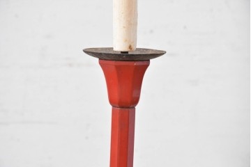 和製アンティーク　明治期　空間のアクセントになる朱塗りの燭台2台セット　(R-085005)