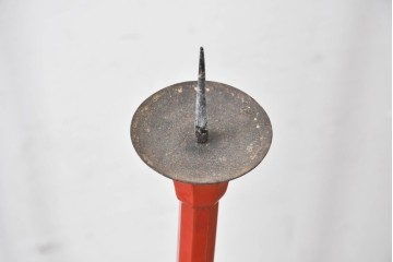 和製アンティーク　明治期　空間のアクセントになる朱塗りの燭台2台セット　(R-085005)