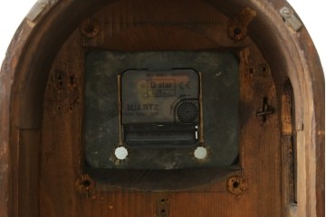 イギリスアンティーク　オーク材　置き時計　玉杢の杢目が美しいマントルクロック　(R-085010)