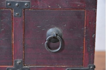 和製アンティーク　漆塗り　古き良き日本の職人技を感じさせる総桐硯箱　(R-085012)