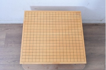 【簡易リペア限定品】 囲碁盤職人　粋山 加藤弘一　謹作　厚さ約18cm　丁寧な造りで風格漂う六寸脚付碁盤　 (R-085022)