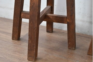和製ビンテージ　古い木のぬくもりを感じるスツール2脚セット　(R-085027)
