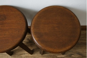 和製ヴィンテージ　古い木のぬくもりを感じるスツール2脚セット　(R-085027)