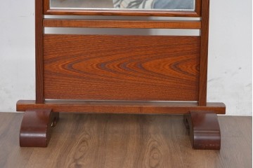 中古　美品　欅(ケヤキ)材の美しい木目が際立つスタンドミラー　定価約11万円相当　(R-085028)
