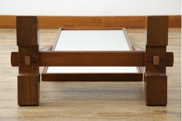 中古　美品　欅(ケヤキ)材の美しい木目が際立つスタンドミラー　定価約11万円相当　(R-085028)