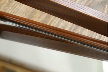 中古　美品　欅(ケヤキ)材の美しい木目が際立つスタンドミラー　定価約11万円相当　(R-085028)