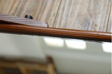 中古　美品　欅(ケヤキ)材の美しい木目が際立つスタンドミラー　定価約11万円相当　(R-085028)