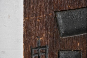 和製アンティーク　当時物　欅(ケヤキ)材　キリンビール　経年による風合いが味わい深い木製看板　(R-085029)