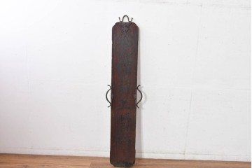 和製アンティーク　古道具　龍野上醤油　時代を経た味わいをそのままに残した金具付き木製看板　(R-085030)