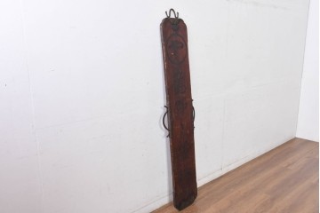 和製アンティーク　古道具　龍野上醤油　時代を経た味わいをそのままに残した金具付き木製看板　(R-085030)