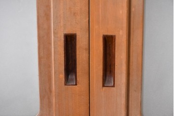 ヴィンテージ建具　昭和中期　高級品!!　細かな縦格子がすっきりとした印象の幅広裏障子付き格子戸2枚セット　(R-085034)