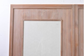 ヴィンテージ建具　昭和中期　高級品　斜め格子の組子が上品な裏障子付き引き戸2枚セット　(R-085035)