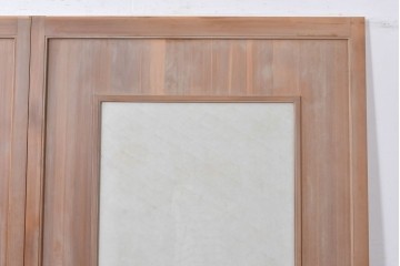 ヴィンテージ建具　昭和中期　高級品　斜め格子の組子が上品な裏障子付き引き戸2枚セット　(R-085035)