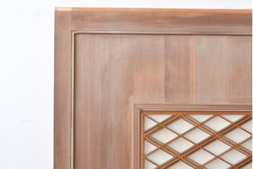 ヴィンテージ建具　昭和中期　高級品　斜め格子の組子が上品な裏障子付き引き戸2枚セット　(R-085035)