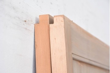 ヴィンテージ建具　昭和中期　高級品　斜め格子の組子が上品な裏障子付き引き戸2枚セット　(R-085035)