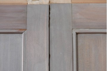 ヴィンテージ建具　昭和中期　高級品　斜め格子の組子が上品な裏障子付き引き戸2枚セット　(R-085035)