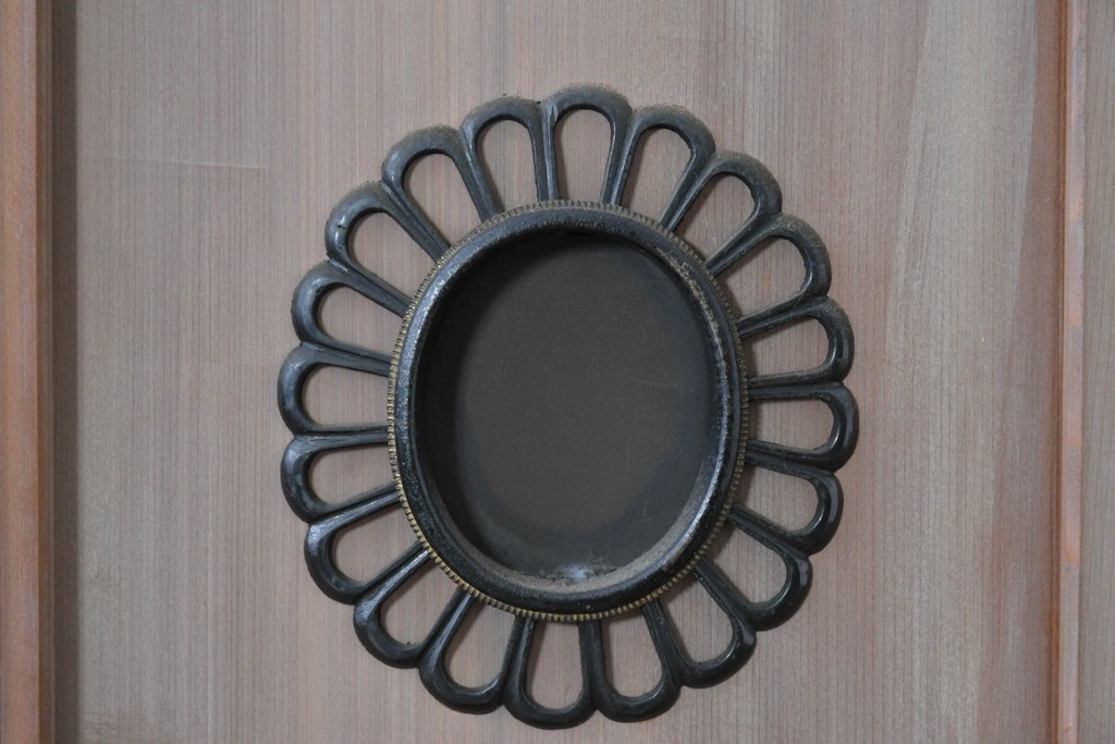 ヴィンテージ建具　昭和中期　高級品　斜め格子の組子が上品な裏障子付き引き戸2枚セット　(R-085035)