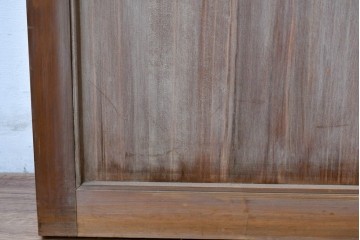 ヴィンテージ建具　昭和中期　高級品　斜め格子の組子が上品な裏障子付き引き戸2枚セット　(R-085035)