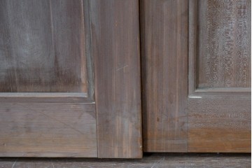 ヴィンテージ建具　昭和中期　高級品　斜め格子の組子が上品な裏障子付き引き戸2枚セット　(R-085035)