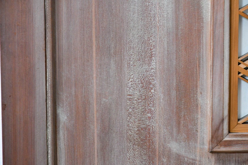 ヴィンテージ建具　昭和中期　高級品　斜め格子の組子が上品な裏障子付き引き戸2枚セット　(R-085035)