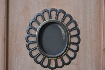 ヴィンテージ建具　昭和中期　高級品　斜め格子の組子が上品な裏障子付き引き戸2枚セット　(R-085035)