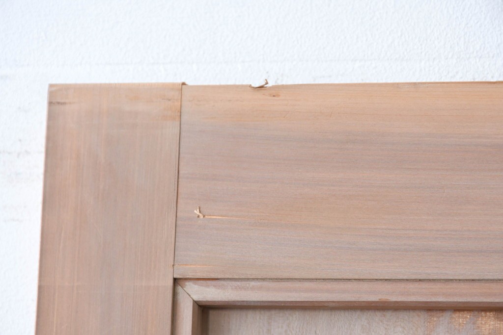 ヴィンテージ建具　昭和中期　高級品　斜め格子の組子が上品な裏障子付き引き戸2枚セット　(R-085035)