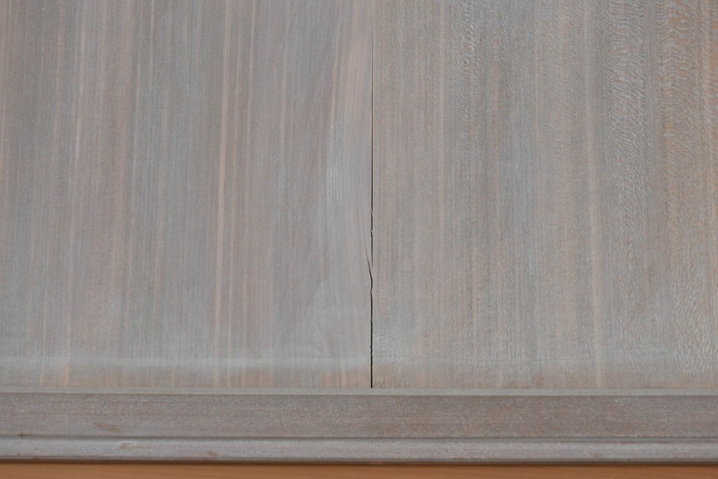 ヴィンテージ建具　昭和中期　高級品　斜め格子の組子が上品な裏障子付き引き戸2枚セット　(R-085035)